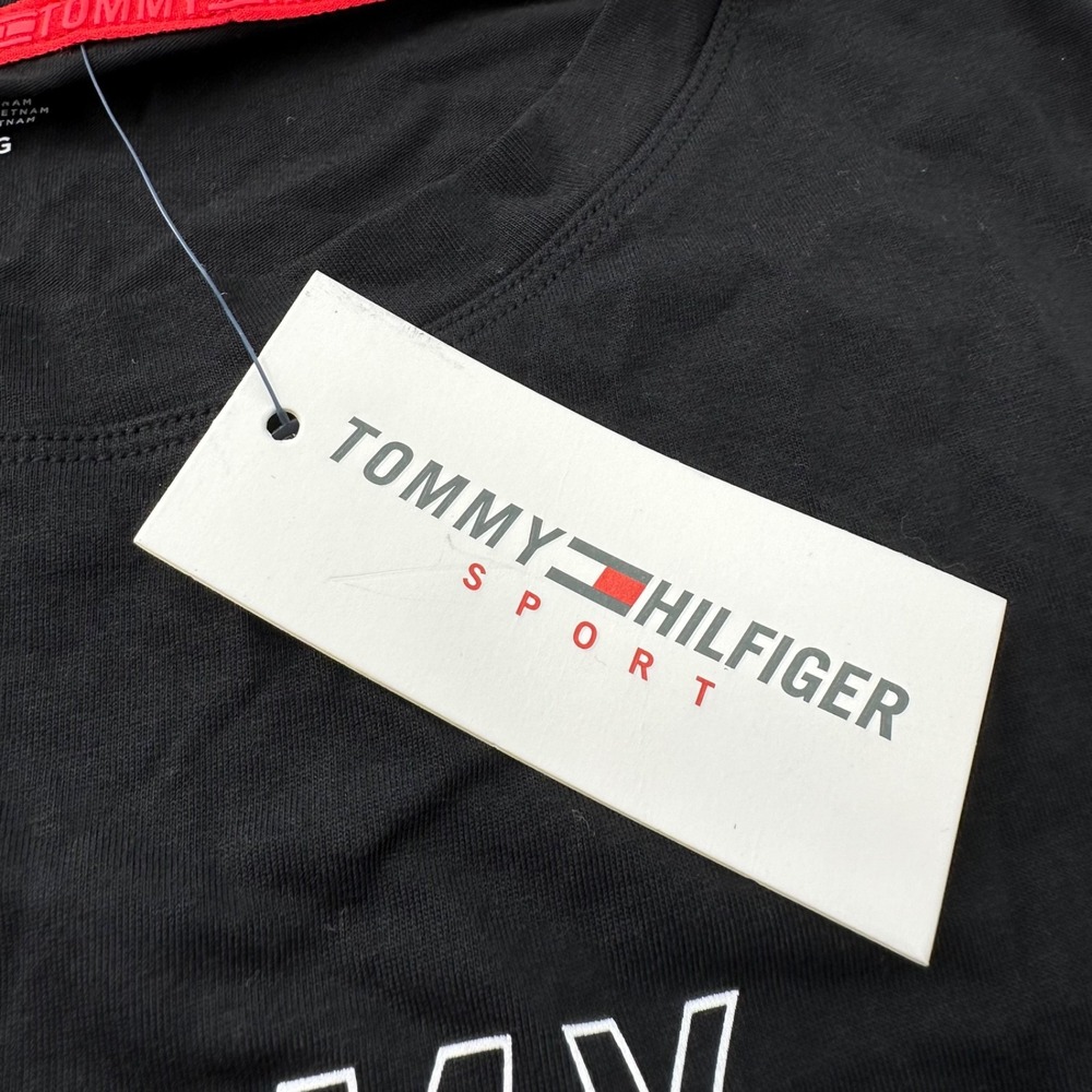 Tommy Hilfiger Sport T-Shirt Black Cotton Short Sleeve Logo Women's Large NWT - Picture 10 of 11